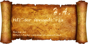 Héder Annamária névjegykártya